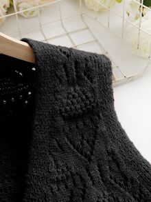 SHEIN Clasi Women's Double Pocket Single-Breasted Sweater Vest - Black - View 5