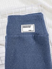 Teen Girls Autumn/Winter Blue Knit Denim Fleece Lined Stretch Skinny Pants - Blue - View 4