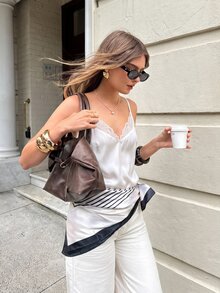 Serisse Women's Lace Patchwork Casual Versatile Daily Wear Camisole Top,Summer Top - White - View 3