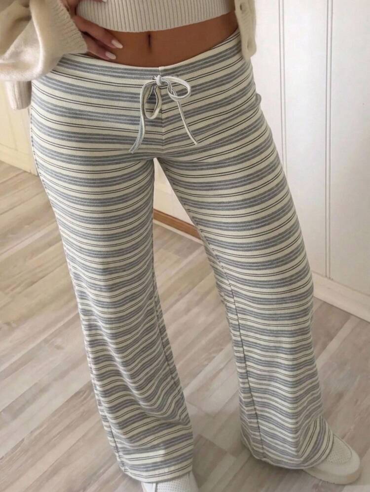 SHEIN Teen Girl Teen Girls Casual Comfortable Striped Long Pants - Multicolor - View 2
