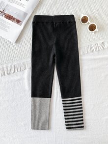 Autumn/Winter Young Girl Elastic Knitted Leggings, Stylish Wearable Base Layer - Multicolor - View 3