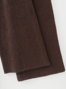 SHEIN Brown Textured Knit Ruffle Two Pieces Set For Autumn & Winter, Ruffled V-Neck Button Cardigan + Straight Leg Pants Set, Loose Casual Daily Outfit For W - Chocolate Brown - View 6