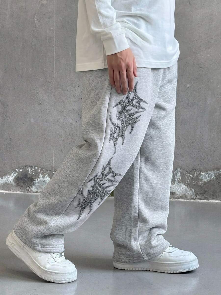 SHEIN Kids 1-Pack Boys Casual Loose Pleated Sweatpants,Fashionable Comfortable Thick For School,College St