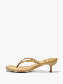 Eladyva Sepatu Selop Wanita Model Thong Hak Kitten Bahan Suede Warna Cokelat Muda Musim Semi/Panas 2026 - Coklat - View 5