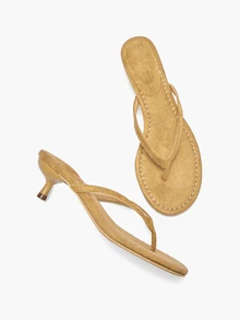 Eladyva Sepatu Selop Wanita Model Thong Hak Kitten Bahan Suede Warna Cokelat Muda Musim Semi/Panas 2026 - Coklat - View 9