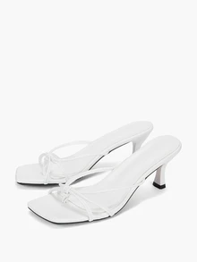 Eladyva Open Toe High Heel Flip Flops For Women, Fashion Slip-On Sandals For Dresses, Summer - White - View 3