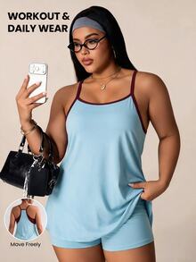 Easithlete Easithlete 2026 New Women's Plus Size Sports Dress Blue Women's Plus Size Sports Dress - Blue - View 1