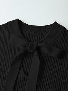 Franclia Gaun Sweater Rajut Wanita Berkualitas Tinggi, Modis & Elegan, Serbaguna untuk Musim Gugur - Hitam - View 7