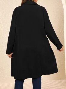 SHEIN CURVE+ Plus Size Casual Versatile Solid Color Jacket, Autumn/Winter Fall - Black - View 5