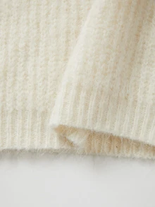 SHEIN Winter Cream Fuzzy Waffle Knit High Turtleneck Sleeveless Slim Tank Top - Beige - View 5