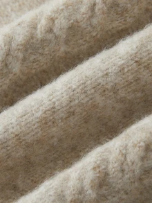 SHEIN Fall Winter Lazy Chic Cable Knit Turtleneck Sweater Women Batwing Sleeve Oversized Relaxed Fit Sof - Apricot - View 7