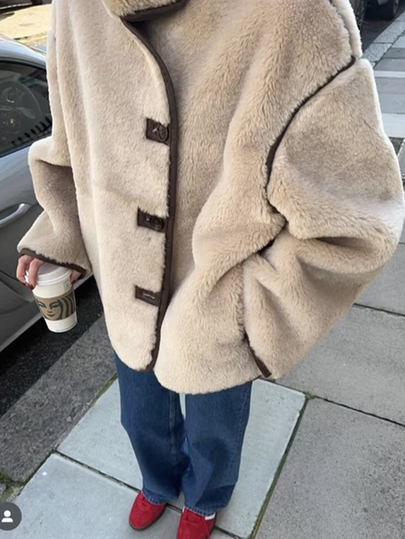 Muchica Giacca casual da donna con fodera termica in finta pelliccia, contrasto marrone in PU, collo alto, adatta per l'inverno profondo, sci autunno/inverno, Ognissanti, feste, Natale, Capodanno, Ringraziamento, matrimoni, lauree, occasioni eleganti, uscite, appuntamenti, pendolarismo, anti-freddo, anti-umidità, neve, stile gotico