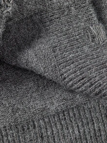 Trelyra Autumn/Winter New Old Money Style Fashion Distressed Women's Sweater Vest - Dark Grey - View 11