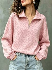 Breezaya A Women's Printed Semi-Zip Neckline Cardigan, Made From Soft And Comfortable, Skin-Friendly Material - Multicolor - View 3