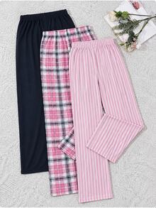 SHEIN Cottnline 3 قطع بنطلونات نسائية للاسترخاء - متعدد الألوان - مشاهدة 2