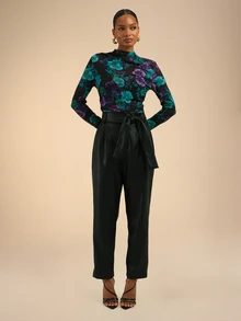 Dancing Leopard Black Floral Mesh Long-Sleeve Top, Everyday Weekend Wear - Multicolor - View 4