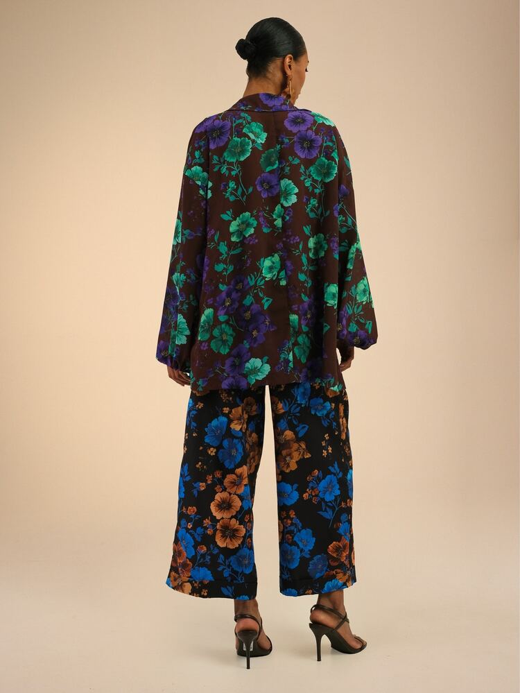 Dancing Leopard Mixed Floral Relaxed Fit Co-Ord, Holiday/Vacation Wear - Multicolor - View 2