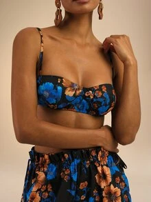 Dancing Leopard طقم منسق بقصة مريحة بطبعات زهور متنوعة، ملابس للعطلات/الإجازات - متعدد الألوان - مشاهدة 4