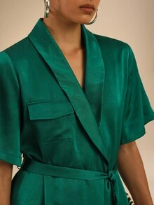 Dancing Leopard Green Belted Utility Balloon-Leg Co-Ord, Everyday Weekend Wear - Green - View 8