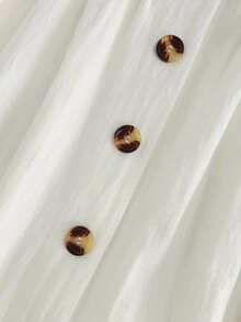 SHEIN Rosurelle 女款夏季兩件式套裝，黑色V領細肩帶背心上衣搭配白色前扣百褶A字裙，時尚優雅度假穿搭 - 黑與白 - 查看 8