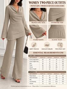 SHEIN Petite Size Women Mocha Brown Solid Color 2 Pieces Outfits For Women Casual Boho Set - Mocha Brown - View 3