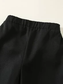 SHEIN 2件組男童小男孩秋冬抓絨內裡加厚翻領開襟夾克休閒長褲黑色西裝褲兩件套 綠色紳士套裝 男孩紳士西裝 派對裝飾裝扮聖誕套裝 - 彩色 - 查看 7