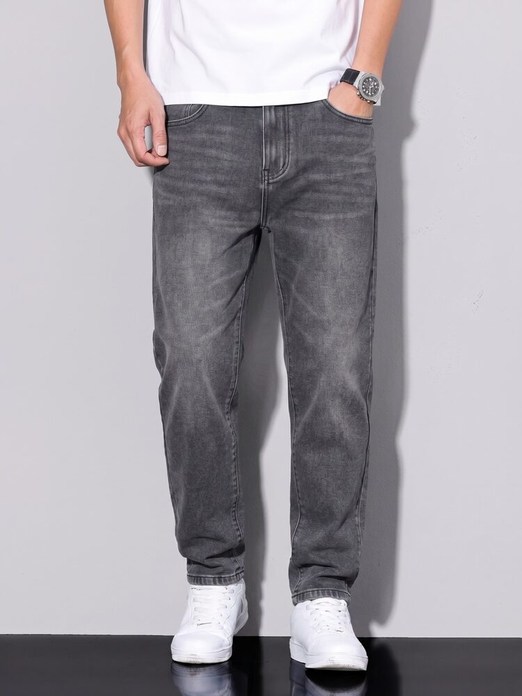 QuarKem Men's Streetwear Casual Dark Gray Denim Jeans - Dark Grey - View 5
