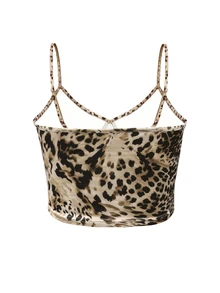 INAWLY Women's Leopard Print Letter & Number Casual Daily Wear Camisole Top - Multicolor - View 2