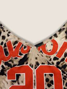 INAWLY Women's Leopard Print Letter & Number Casual Daily Wear Camisole Top - Multicolor - View 10