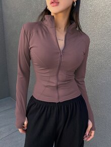 DAZY Ladies' Solid Color Slim Fit Simple Style Spring And Summer Long Sleeve Jacket,Fall Women Clothes - Red Violet - View 9