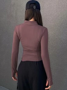 DAZY Ladies' Solid Color Slim Fit Simple Style Spring And Summer Long Sleeve Jacket,Fall Women Clothes - Red Violet - View 4
