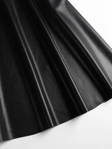 Femmeverse Plus Solid Flare Skirt Fall - Black - View 6