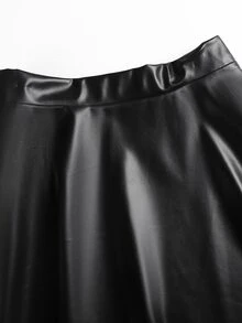 Femmeverse Plus Solid Flare Skirt Fall - Black - View 7