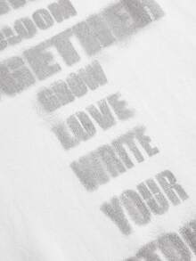 ROMWE Grunge Punk Women's White Letter Print Cowl Neck Batwing Sleeve Boho Style Sweater - White - View 2