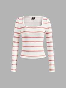 Comfortcana Women's Square-Neck Long-Sleeve Casual Versatile T-Shirts (3-Pack) - Multicolor - View 10