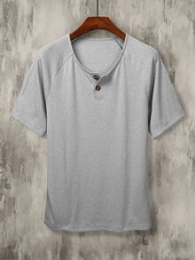 Neovey Men's Casual Solid Color Raglan Sleeve T-Shirt, Suitable For Daily Wear In Summer - Grey - View 7