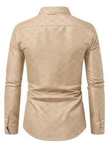 Calvornis Men's Button Down Long Sleeve Slim Fit Business Formal Dress Shirt,Long Men Style Shirts For Fitted Casual Fall, Ceremony - Khaki - View 2