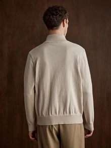 Claim Dot Men's Casual Solid Color Cardigan, Versatile For Autumn/Winter Formal Old Money - Apricot - View 2