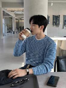 Claim Dot Men Space Dye Sweater - Blue - View 1