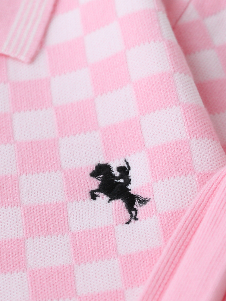 SHEIN Girls' Knitted Set, Pink Cute Embroidered Rabbit Plaid Sweater + Knitted Mini Skirt 2-Piece Set, Teen Girls Long Sleeve V-Neck Pullover, Casual Elegant Style Autumn/Winter - Pink - View 6