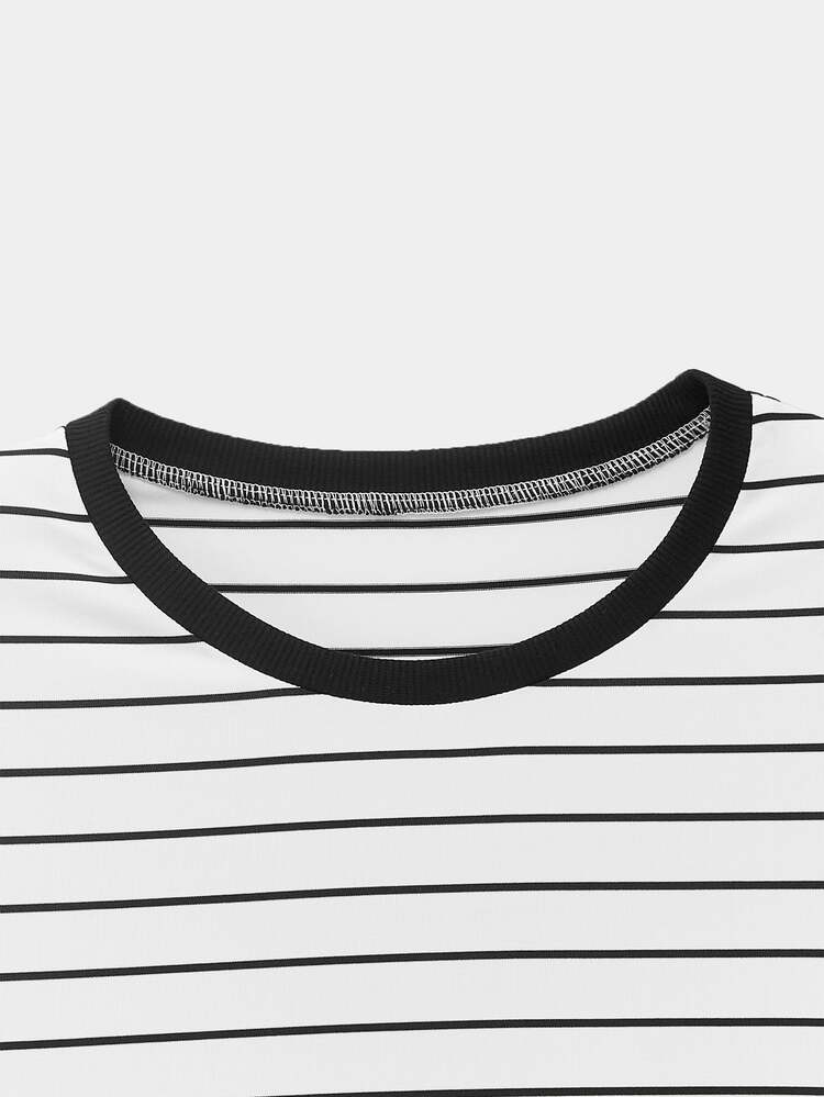 AXEPEAK Men 1pc White Fitted Ribbed Knit Crew Neck Long Sleeve T-Shirt, Summer, Fall - Grey - View 6
