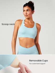 GLOWMODE FeatherFit™ Crossover Strap Sports Bra Gym Valentine's Day - Aqua Blue - View 2