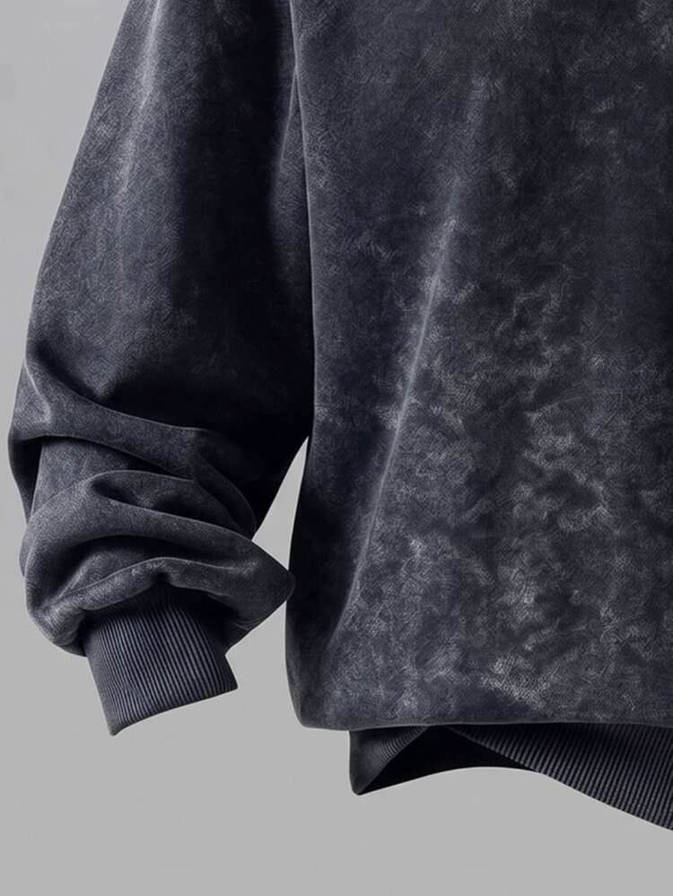 Sweatshirt Anak Laki-Laki dengan Motif Efek Denim, Desain Huruf Cetak, Gaya Streetwear, Pullover Olahraga Kasual - MultiWarna - View 6