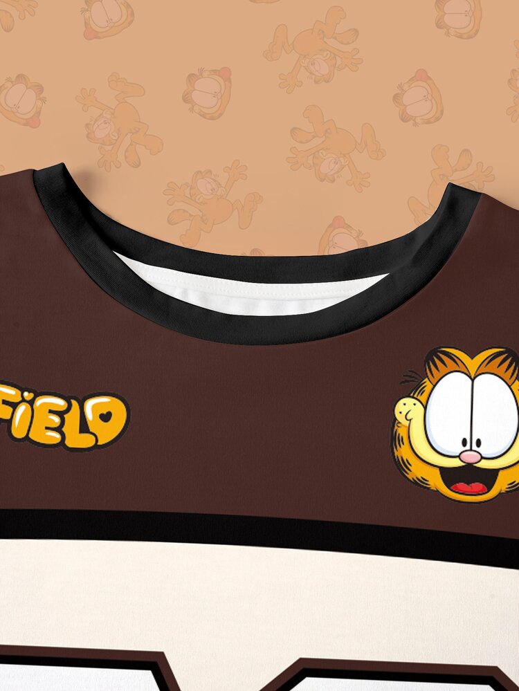 GARFIELD | SHEIN 大尺碼可愛卡通圖案印花圓領短袖T恤 - 白色 - 查看 3
