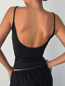 DAZY Women's Backless Slim Fit Camisole Y2k Tank Tops Crop Top - Black - View 3