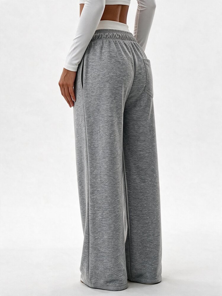 Solea Cove 1pc Women's Navy Blue Letter Print Long Pants - Dark Grey - View 3