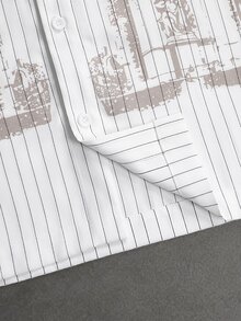 SLATEMANN Men's Striped Color Block Single-Breasted Casual Versatile Daily Travel Short Sleeve Shirt - White - View 5