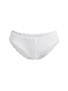 Ocili 5pcs Bulk Pack Pure Cotton Knitted Jacquard Comfortable Women's Contrast Lace Bow Decor Triangle Panties - White - View 11