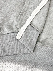 IslaSuriya Sweatshirt Hoodie Wanita Y2K Lengan Pendek dengan Ritsleting dan Saku, Simpel dan Kasual, Cocok untuk Kembali ke Sekolah - Light Grey - View 6