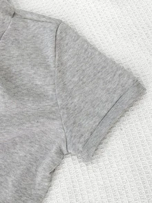 IslaSuriya Sweatshirt Hoodie Wanita Y2K Lengan Pendek dengan Ritsleting dan Saku, Simpel dan Kasual, Cocok untuk Kembali ke Sekolah - Light Grey - View 5